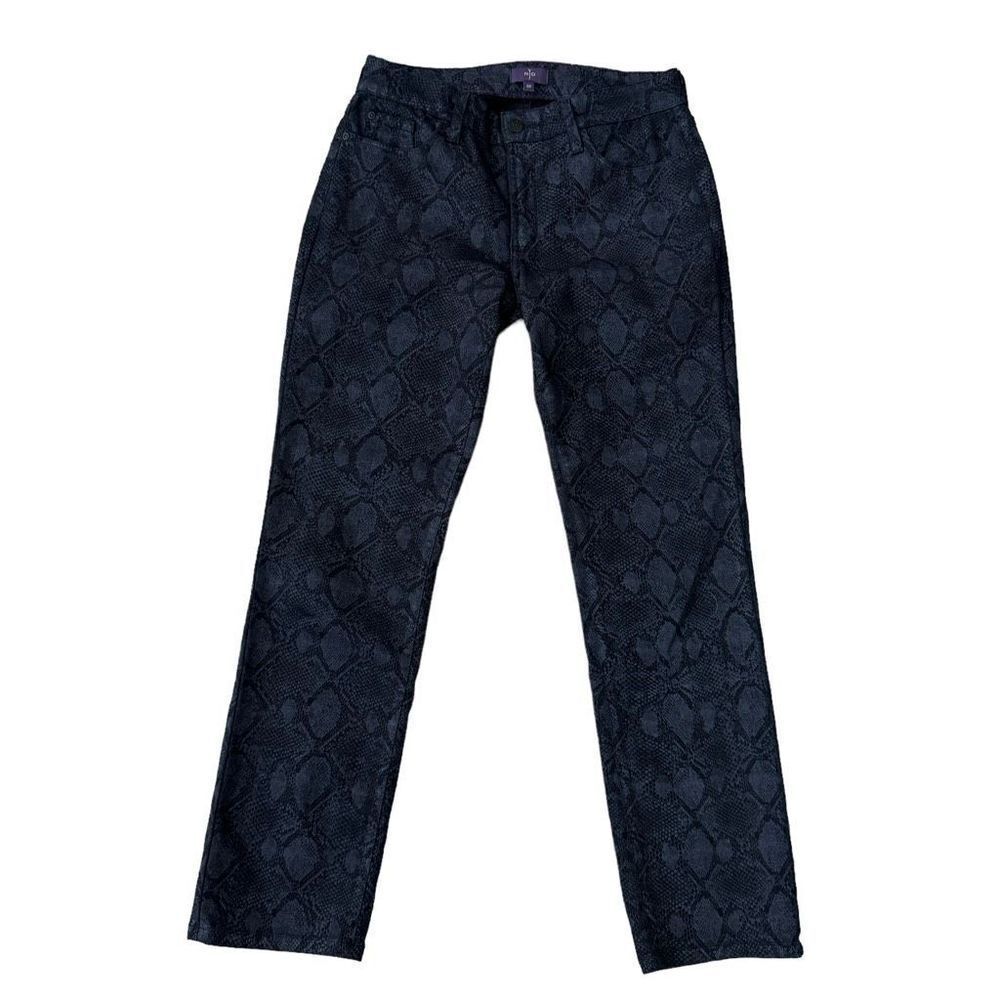 NYDJ Not Your Daughters Jeans Skinny Snakeskin navy Blue Stretch Pants Jeans 8P